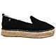 D107600 hoogfront platte espadrillos zwart suede