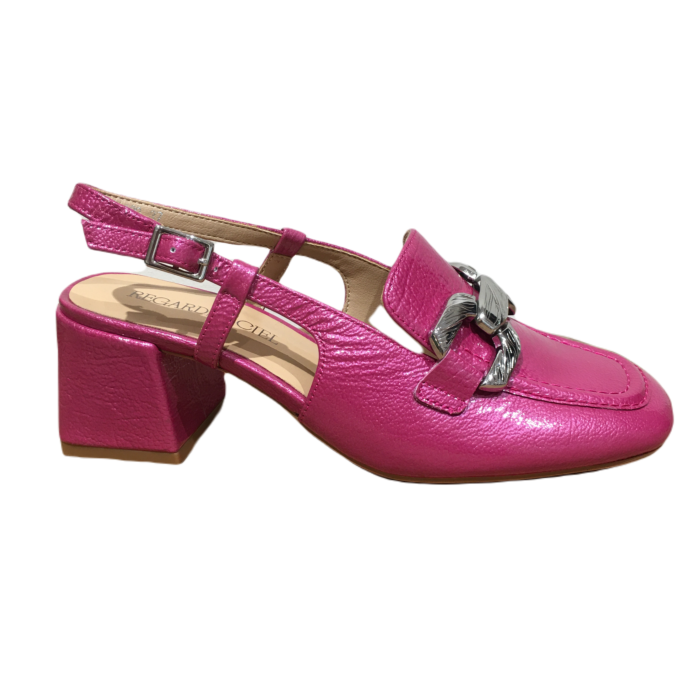 Lizzie 03 carre slingback met bit fuchsia lak