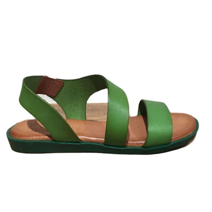 24362 a-sym platte sandaal groen leer