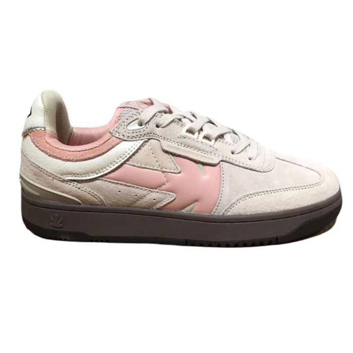 Boston vega lt. beige snekaer met old pink streep