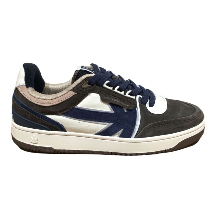 Boston piping suede bruin/blauw sneaker