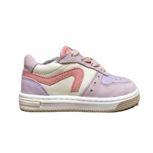 P1618 lage basket veter soft kleuren rose combi