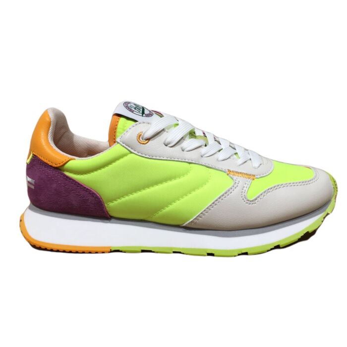 Tegea fluor groen jogger paars hielstuk