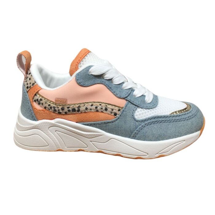 C18582X7 mesh jeans sneaker met oranje