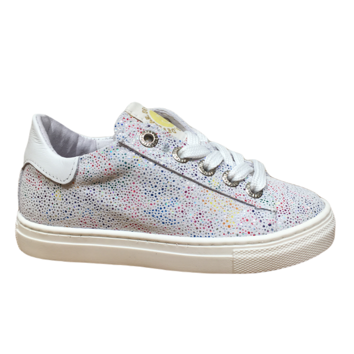 42896 regenboog stip gladde veter wit suede