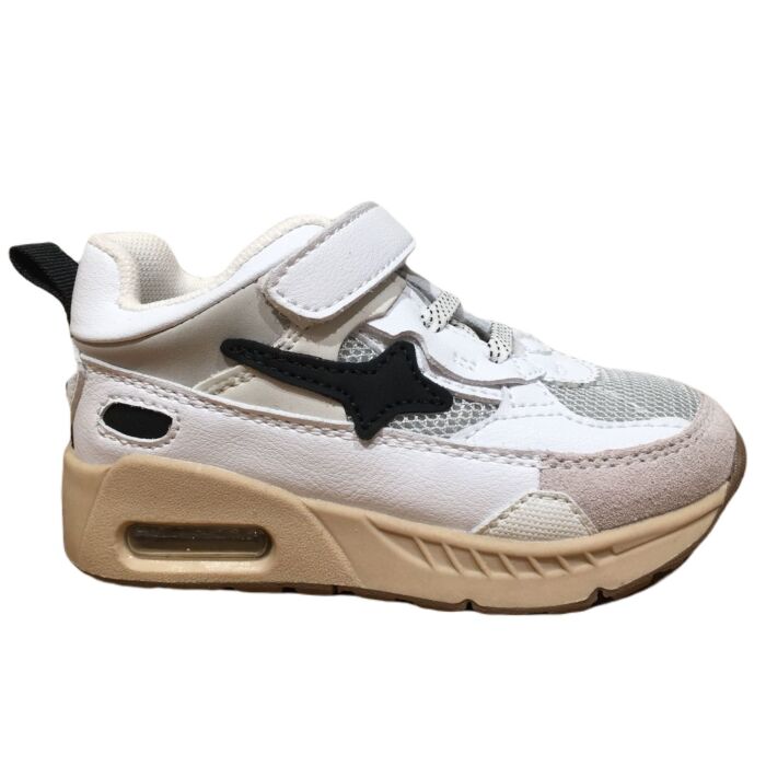 AO24S001 airzool runner wit leer zwarte streep