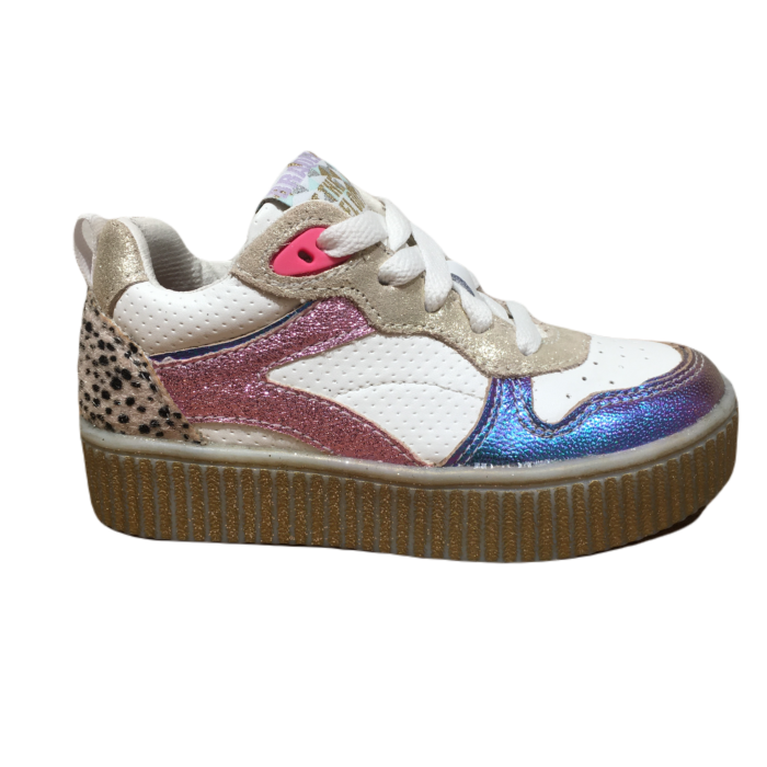 424230 Peggy ribbel kuipzool sneaker wit/brons