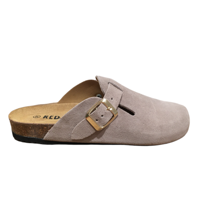 18012 dichte voetbed slipper grijs/taupe suede