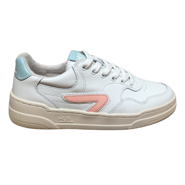 Court tennis elemental blue pink streep wit leer