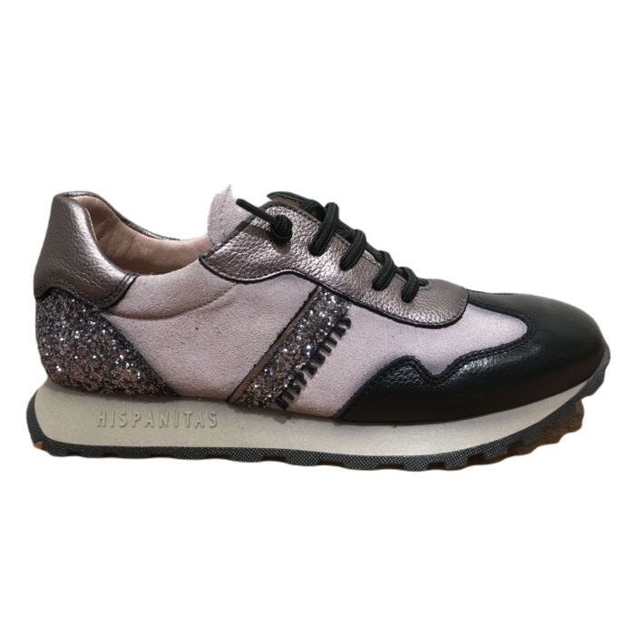 CHI243689 zwart/beige/brons glim hiel sneaker