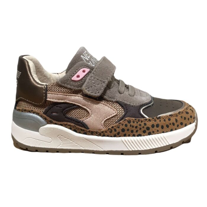 ST24W008-D lage sneaker bruin/beige combi