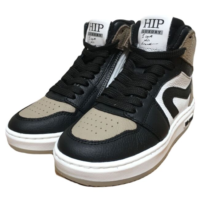 H1765 zwart/taupe F basketball veterboot