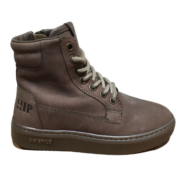 H2187 Khaki A. nubuk taupe veterboot uni kleur