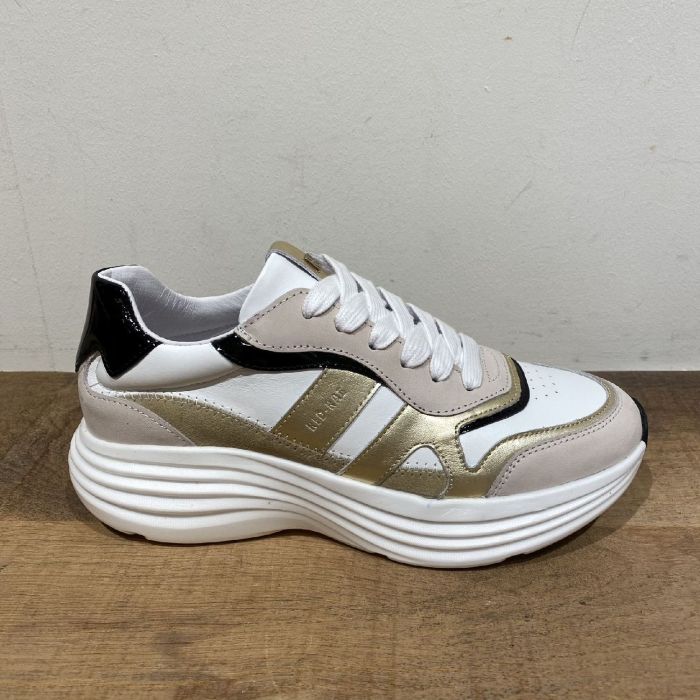 71570-299 beige/wit sneaker ribbel sportzool