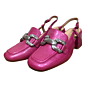 Lizzie 03 carre slingback met bit fuchsia lak