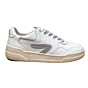 Court tennis silver striping wit leer veterschoen