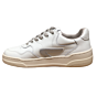 Court tennis silver striping wit leer veterschoen