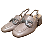 Lizzie 03 carre slingback met bit taupe lakleer