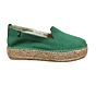 D107600 hoogfront platte espadrillos groen suede