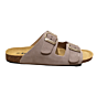 18020 2 banden voetbed slipper grijs/taupe suede