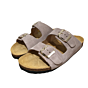 18020 2 banden voetbed slipper grijs/taupe suede