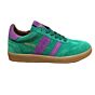 H1511 groen C lage retro sneaker/ paarse streep