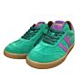 H1511 groen C lage retro sneaker/ paarse streep