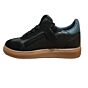 P1411 zwart L. retro zwart leren sneaker