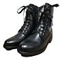 Roxana-04 black leer veterboot rits detail