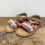 CA25S042-D pink leren inzool 3 banden sandaal